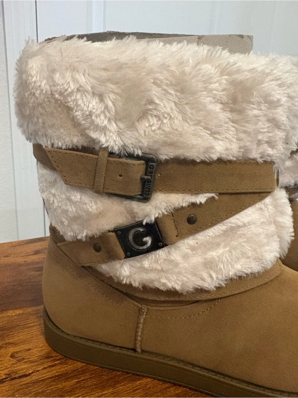 Guess Tan Suede Faux Fur Winter Boots